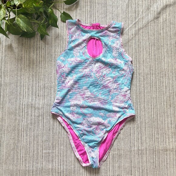 LoveShackFancy x Hurley Under the Sea metallic mermaid toile one piece swimsuit - Picture 3 of 6